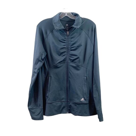 Adidas Climalite Zip-up Gray Long Sleeve Athletic Jacket - Picture 1 of 6
